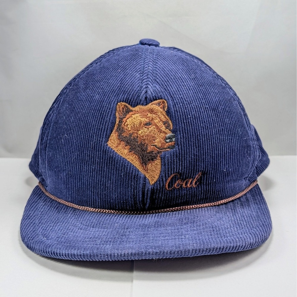 Coal Headwear Bear Snapback Cap Blue Hat Lined Rope Corduroy Skater
